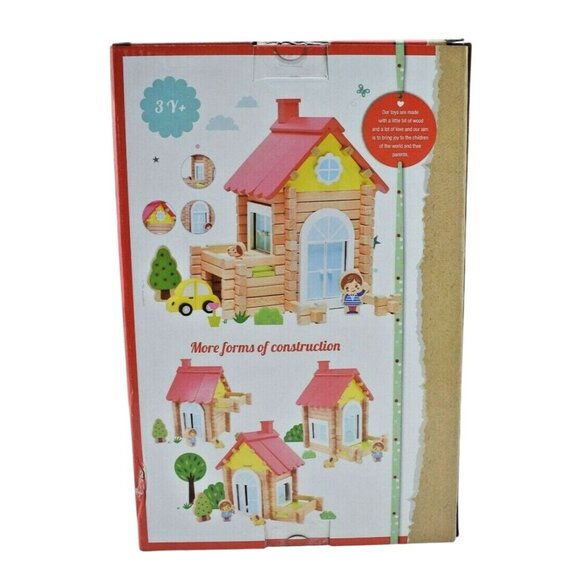 iWood I Build My House Wooden Log Cabin Building Blocks 94 Pieces Age 3 and Up - Picture 2 of 6